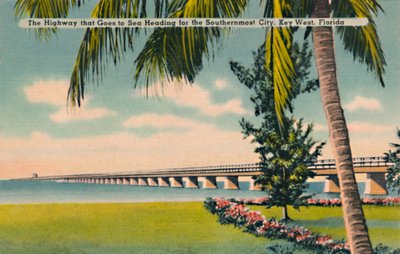 海に向かう高速道路、最南端の都市、フロリダ州キーウェスト、1940年代 作： Unbekannt