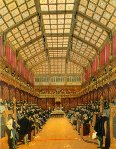 「討論中の下院」、1858年、1947年。 作： Unbekannt