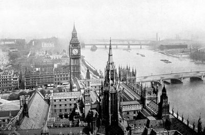 ビクトリアタワー、ウェストミンスター、ロンドン、c1905から見た国会議事堂 作： Unbekannt