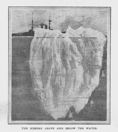 氷山の上と下、1912年4月20日。 作： Unbekannt