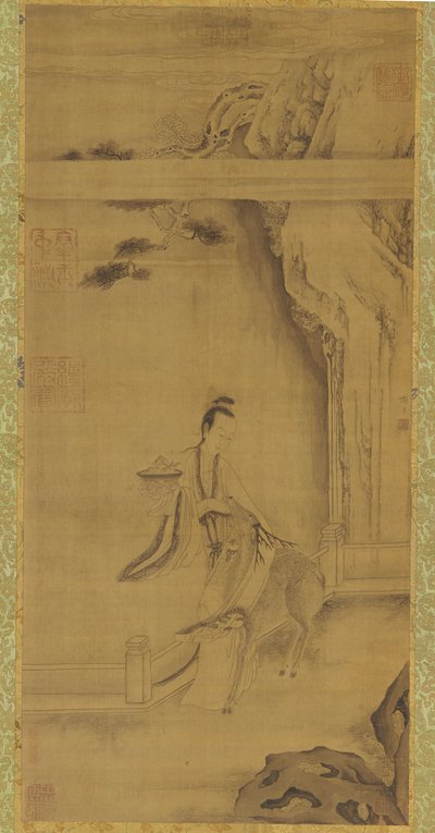 18 世紀、清王朝の鹿が描かれた不滅の馬姑。 作： Unbekannt
