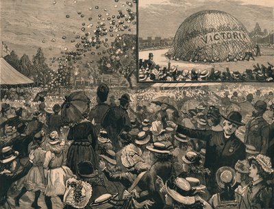 1887年、ハイドパークのロンドンの子供たちへのジュビリーフィット。 作： Unbekannt