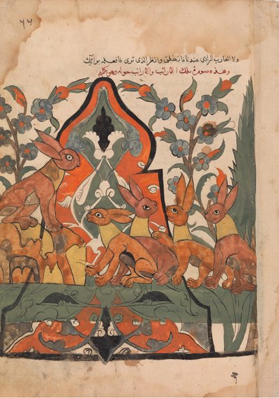 臣下と相談するウサギの王 Kalila wa Dimnaのフォリオ 18世紀 作： Unbekannt