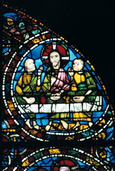 最後の晩餐、ステンドグラス、シャルトル大聖堂、フランス、1194-1260 作： Unbekannt