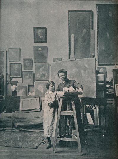 彼のスタジオでの後期ユージーンカリエール、c1870-1890、1906 作： Unbekannt