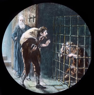 ケージの中の男、c1910。 作： Unbekannt
