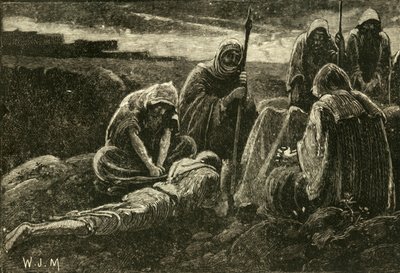 サウルとヨナタンの墓を悼むヤベシュの男たち、1890年。 作： Unbekannt