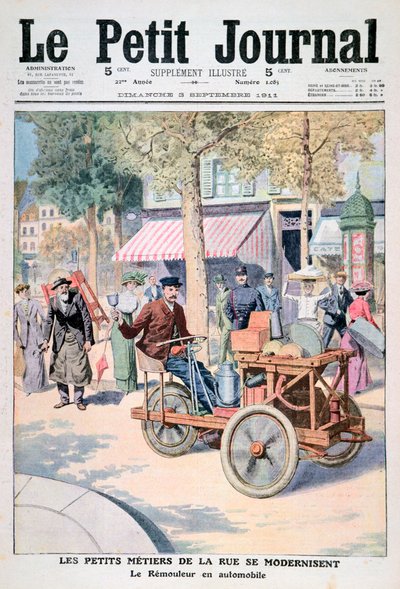 ストリートトレーダーの近代化：ナイフグラインダー車、1911 作： Unbekannt