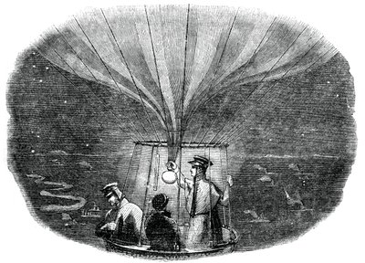 夜、1836年、1886年にリエージュを通過するナッソー風船 作： Unbekannt