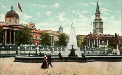 ナショナルギャラリー、セントマーティンインザフィールズ、および噴水、ロンドン、トラファルガースクエア、c1910。 作： Unbekannt