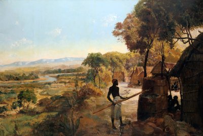 川の先住民の村、1900 作： Unbekannt