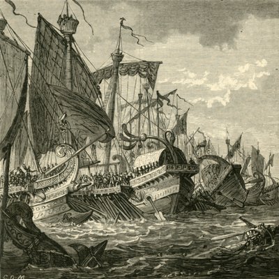 ペロルス岬沖の海戦、1890年。 作： Unbekannt