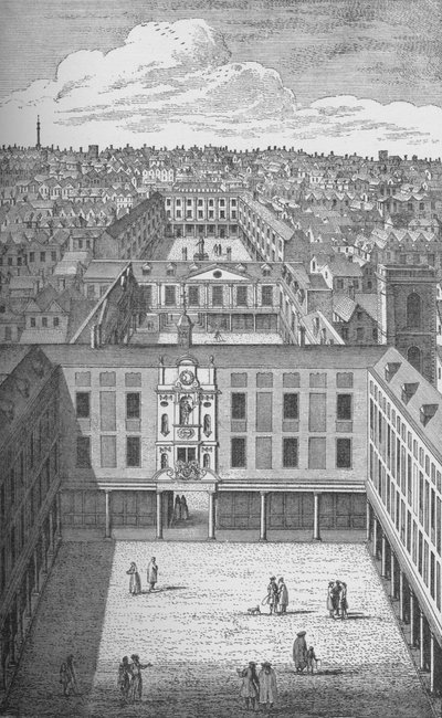 1701年に初期の修道院の建物に取って代わったバーモンジーのオールドセントトーマス病院 作： Unbekannt