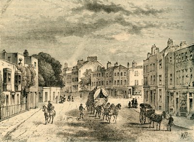 1825年、1878年に庭園への入り口のあるヴォクソールの古い村。 作： Unbekannt