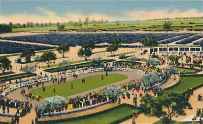 サンタアニタのパドック、ロサンゼルスターフクラブ、アルカディア、カリフォルニア、1930年代。 作： Unbekannt