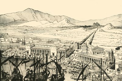長い壁のあるピレウス、1890年復元。 作： Unbekannt