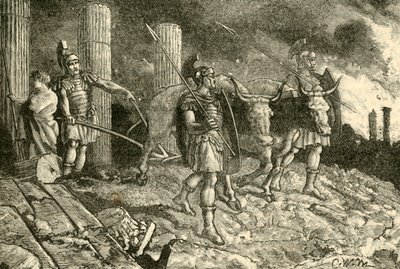 カルタゴの遺跡で耕作されたプラウ、1890年。 作： Unbekannt