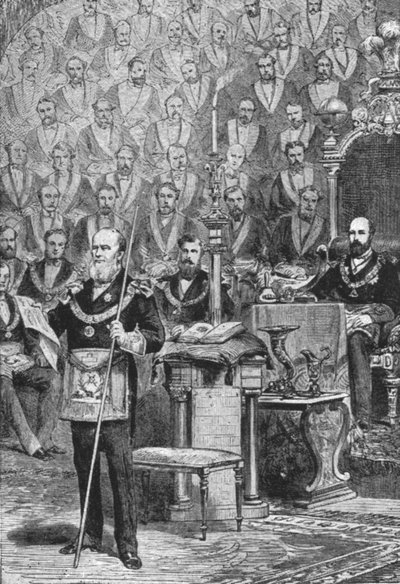 1875年4月28日、1901年、フリーメーソンのグランドマスターとしてのプリンスオブウェールズの最初のインスタレーション。 作： Unbekannt