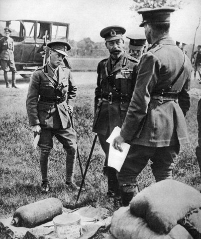 第一次世界大戦中のガス学校での1914年〜1918年のジョージ5世とプリンスオブウェールズ 作： Unbekannt