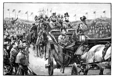 クイーンズ、1851年、1888年、マンチェスター近くのピールパークに到着 作： Unbekannt