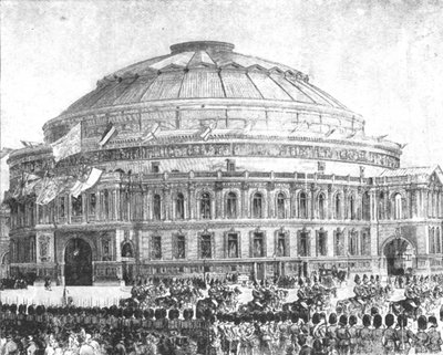 1871年のロイヤルアルバートホール：1901年3月29日、ビクトリア女王によってオープン。 作： Unbekannt