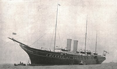 1902年8月6日、ワイト島のカウズを出発するロイヤルヨット。 作： Unbekannt