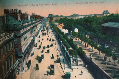 ルーヴル美術館、パリ、1920年に向かっているリヴォリ通り 作： Unbekannt