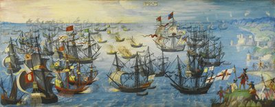 イングランド南海岸沖のスペイン無敵艦隊、1588年 作： Unbekannt