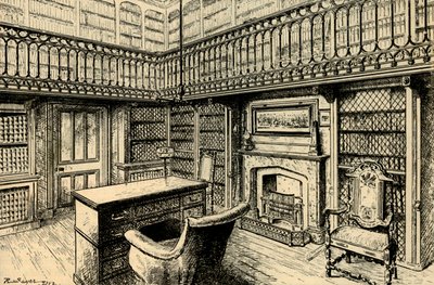 アボッツフォードでの研究、ウォルタースコッツ卿の机と椅子、1882年。 作： Unbekannt