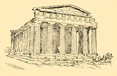 1930年頃、シチリア島のアグリジェントゥムにあるギリシャ植民地の神殿。 作： Unbekannt