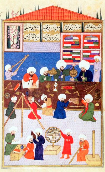 1581年、イスタンブールのガラタにある彼の天文台でのトルコの天文学者タキウディン 作： Unbekannt