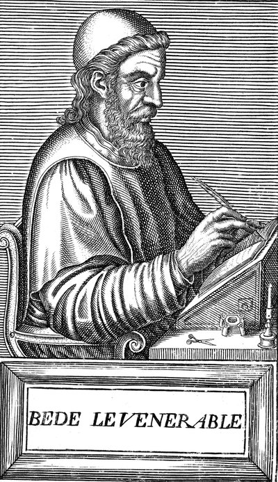 The Venerable Bede c673-735、アングロサクソンの神学者、学者および歴史家、c1584 作： Unbekannt