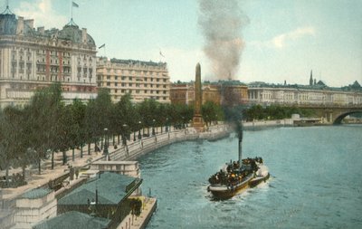 ビクトリア堤防、テムズ川の蒸気船、ロンドン、c1907。 作： Unbekannt