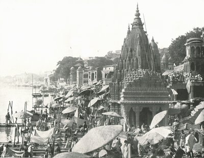 ヴィシュヌ池とガート、ベナレス、インド、1895年。 作： Unbekannt
