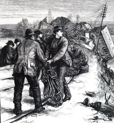 大規模な列車事故の余波です。 作： Unbekannt