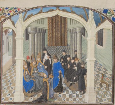 1118年のボールドウィン2世の戴冠式。ウィリアムオブタイヤによるヒストリアのミニチュア、1460年代 作： Unbekannt