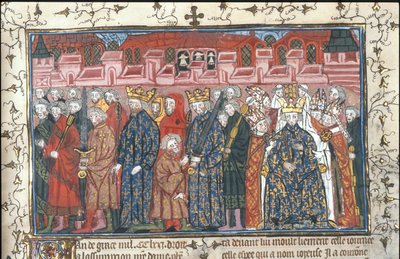 1380年以降のイギリスのヘンリー2世の前でのフィリップ2世アウグストの戴冠式 作： Unbekannt
