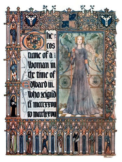エドワード3世の時代の女性の衣装、1909年 作： Unbekannt