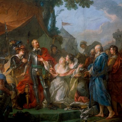 1346年のカレー包囲戦でのオスタッシュドサンピエールの勇気ある行動 作： Unbekannt