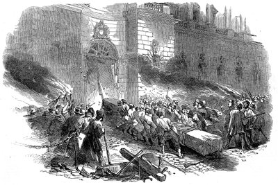 1848年3月、ベルリンでアーセナルを襲撃する群衆、プロイセン革命 作： Unbekannt