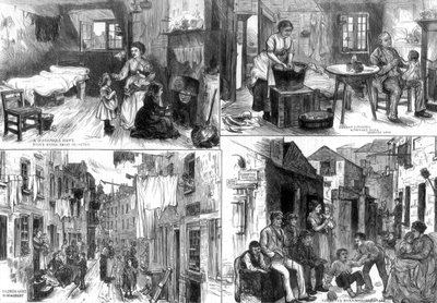 1875年のロンドンの貧しい人々の住居 作： Unbekannt