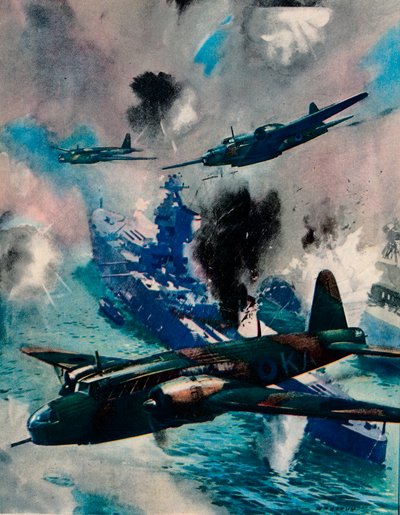 戦争の最初のブリティッシュエアの攻撃的な行動、キールへの襲撃、1940 作： Unbekannt