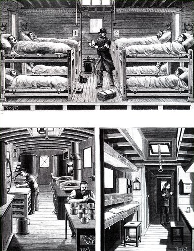 フランス軍の病院列車の内部。 作： Unbekannt