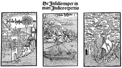 1901年にイスパニオラ島にクリストファーコロンブスが上陸 作： Unbekannt