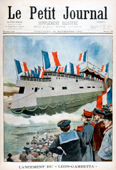 装甲巡洋艦Leon Gambetta、フランス、1901年の進水 作： Unbekannt