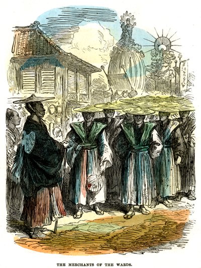 区の商人、日本のお正月行列、1872年 作： Unbekannt