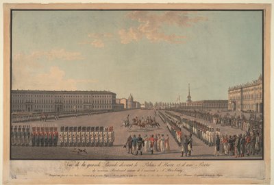 1799年、サンクトペテルブルクの冬宮殿の前のパレード 作： Unbekannt