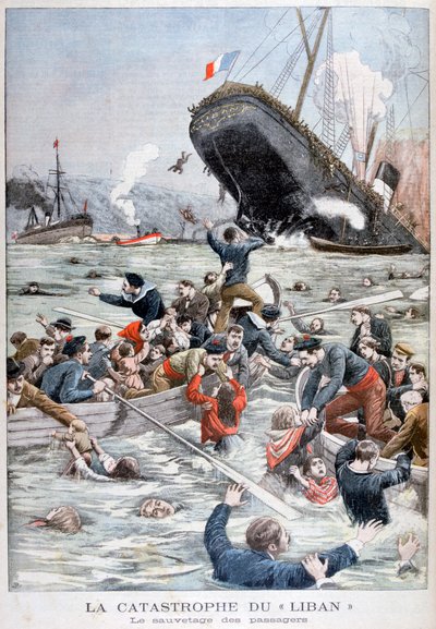 1903年に別の船と衝突した後、旅客船Libanが沈没 作： Unbekannt