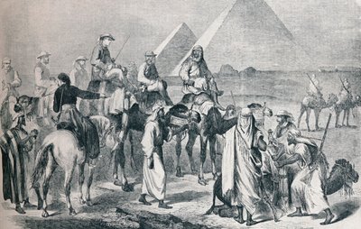 エジプト、ギザで野営地を去る王室、1861年1910年 作： Unbekannt