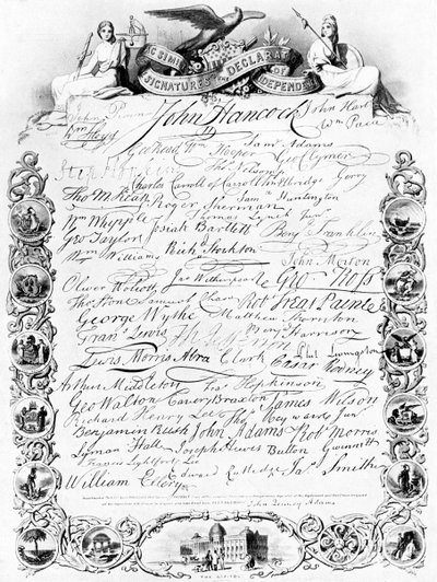 アメリカ独立宣言、c1776、c1920への署名 作： Unbekannt